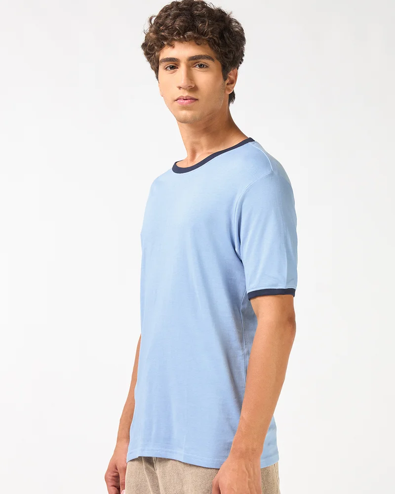 bewakoof Men's Clear Sky Blue T-shirt